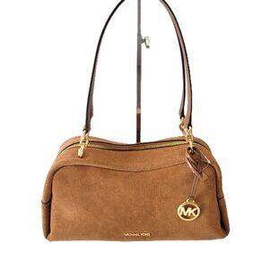 Michael Kors Cecily Medium Shoulder Bag Handbag Luggage Suede Leather 35R6G8CL2S